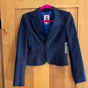 Juicy Couture Navy Single-Button Cropped Blazer